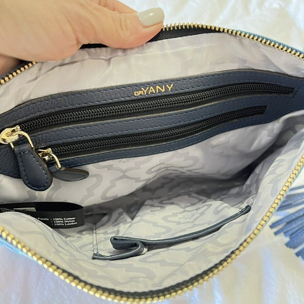 ORYANY Blue Print Grace Embroidered Mosaic Crossbody Purse~ Bohemian~ Tassels - Picture 5 of 7